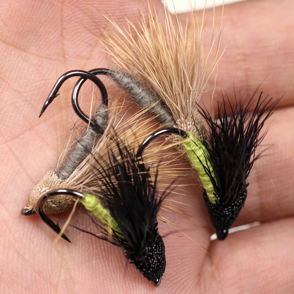 Bimoo 6PCS/Lot #10 Cicada Deer Hair Flies Floating Bass Fly Rainbow Brown Brook Trout Fly Fishing Summer Flies Big Fish Bait
