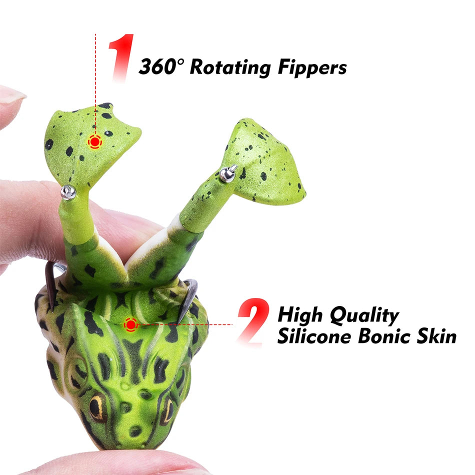 Frog Soft Bait Lure Fishing Tackle Weights 8.4-16.6g Rotating Silicone Double Hooks Bait Floating Topwater Lures Pesca Pike Fish