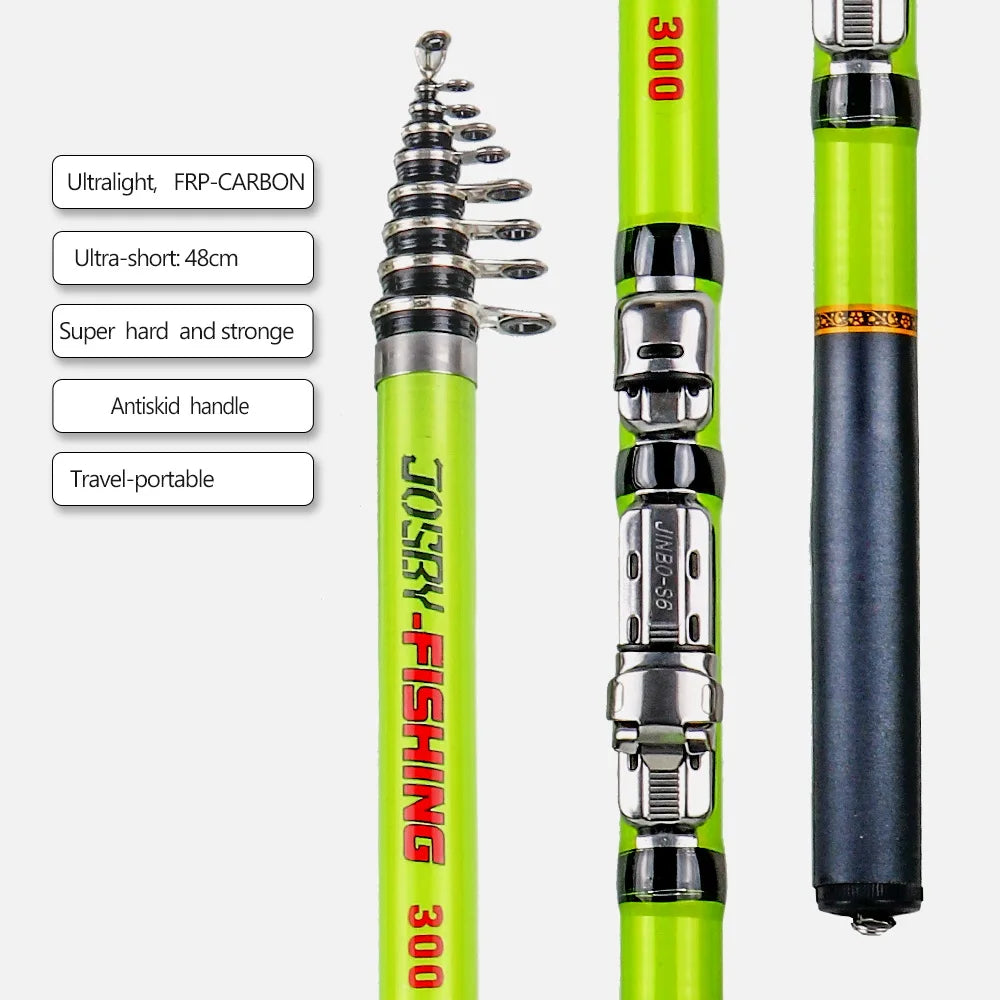 Telescopic Rock Fishing Rod Spinning Fly Carp Feeder Carbon Fiber Pesca 3M 2.7M 2.4M 2.1M 1.8M 1.5M Mini Travel Rod  Reel Seat