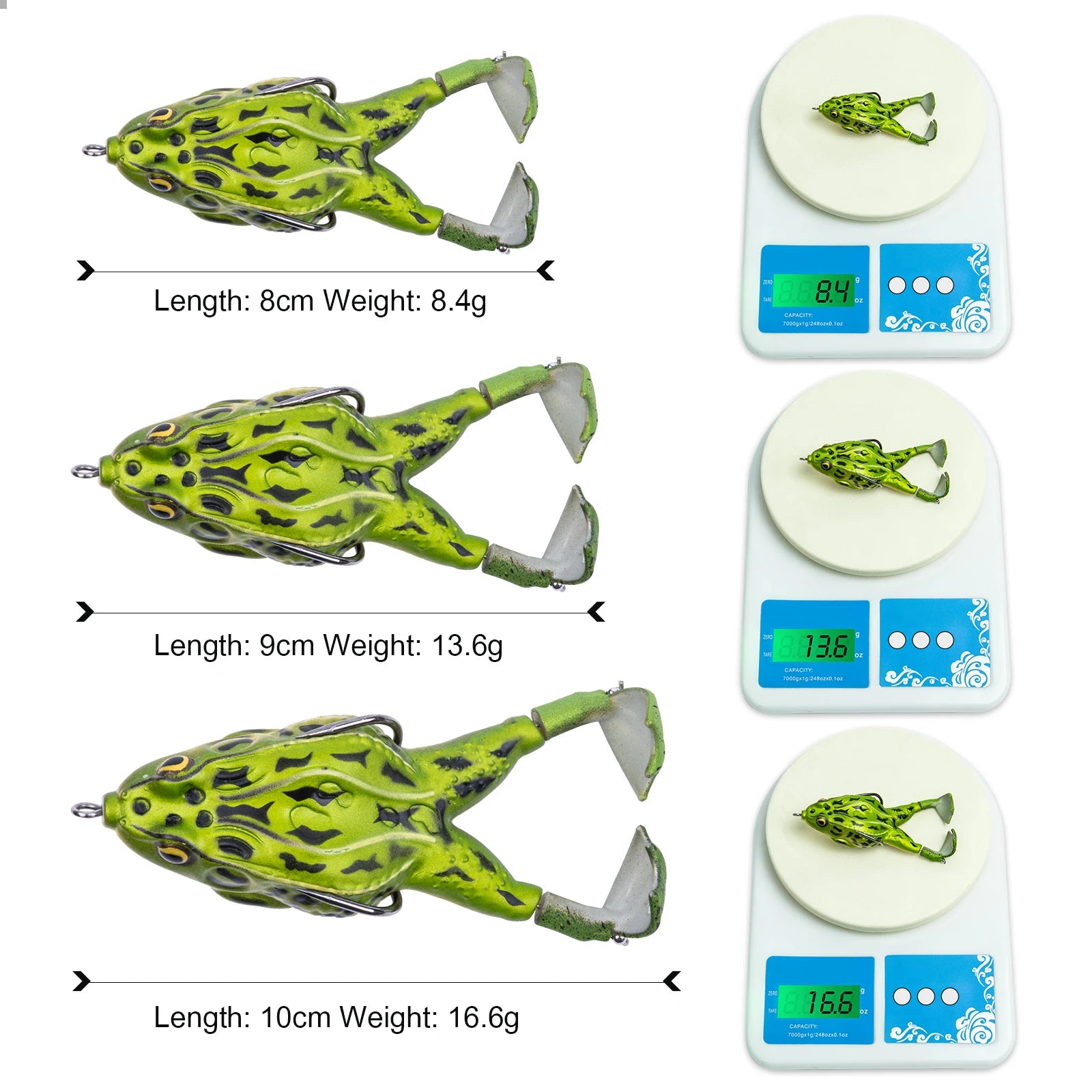 Frog Soft Bait Lure Fishing Tackle Weights 8.4-16.6g Rotating Silicone Double Hooks Bait Floating Topwater Lures Pesca Pike Fish