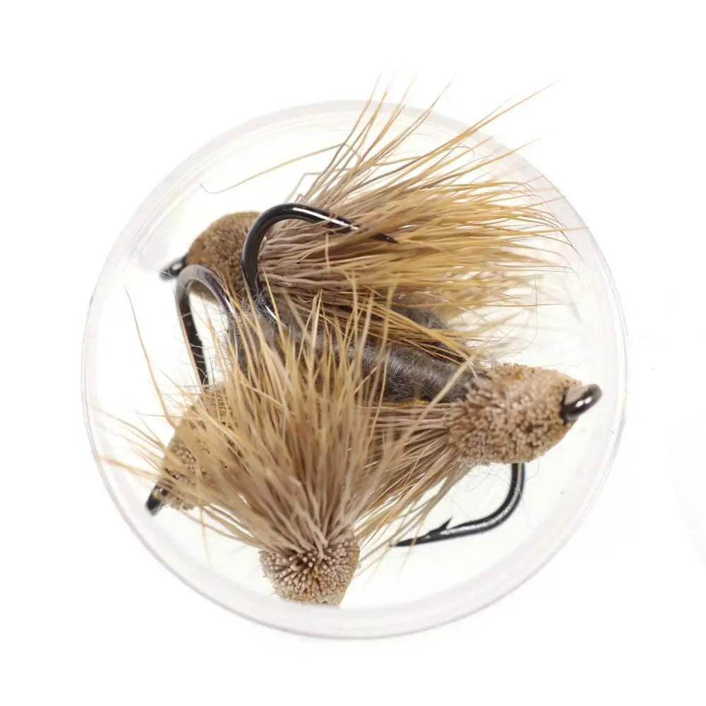 Bimoo 6PCS/Lot #10 Cicada Deer Hair Flies Floating Bass Fly Rainbow Brown Brook Trout Fly Fishing Summer Flies Big Fish Bait