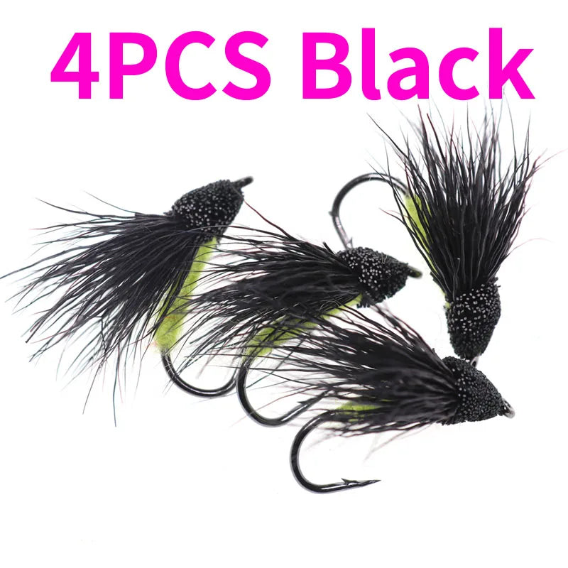 Vampfly 4PCS 10# Deer Hair Cicada Flies Floating Dry Flies Bass Trout Fly Fishing Fly lures Baits