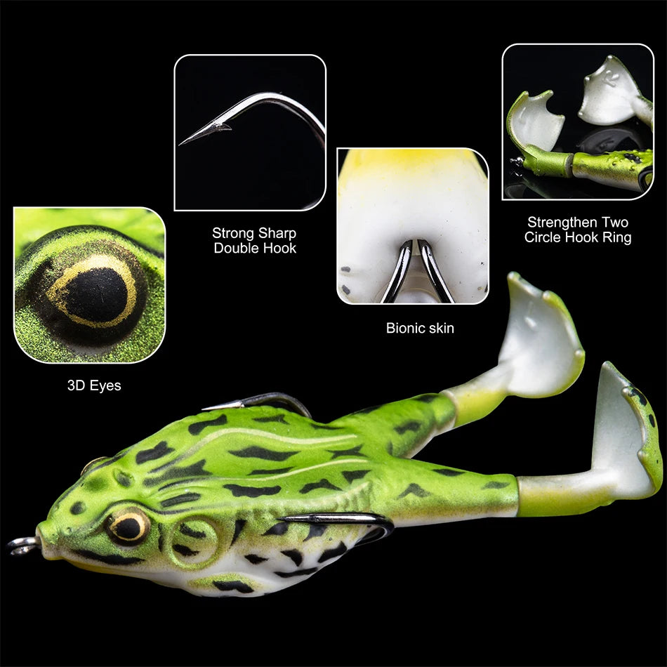 Frog Soft Bait Lure Fishing Tackle Weights 8.4-16.6g Rotating Silicone Double Hooks Bait Floating Topwater Lures Pesca Pike Fish