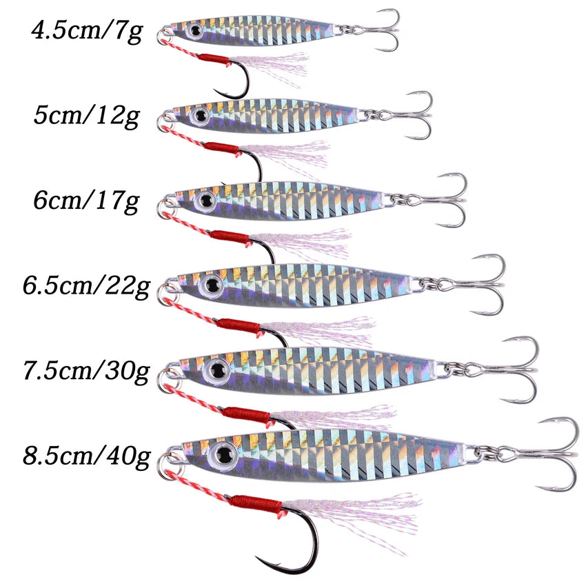 2026 Metal Jig Fishing Lure Weights 7g-40g Trolling Hard Bait Bass Fishing Bait Tackle Trout Jigging Lure Jigs Saltwater Lures
