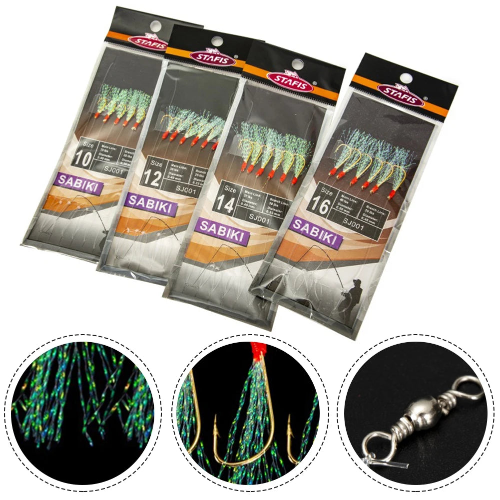 6pcs Daylight Rigs Mackeral Sea Fishing Rigs Lure Snapper Rigs Flasher Rig Stainless Steel With Fishing Line Fishing Tackle