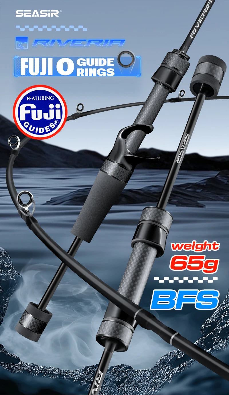 Seasir Riveria BFS Ultralight Spining Baitcasting Fishing Rod ,FUJI O Ceramic Guide Rings ,30T+40T Carbon Fabric ,1.5M-1.98M UL