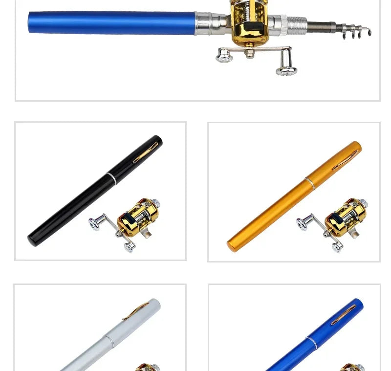 [Fish Rod+Reel+Line+Accessories] Portable Pocket Telescopic Fishing Rod Reel Full Kit Pen Shape Pole 96cm For Fishing Beginner