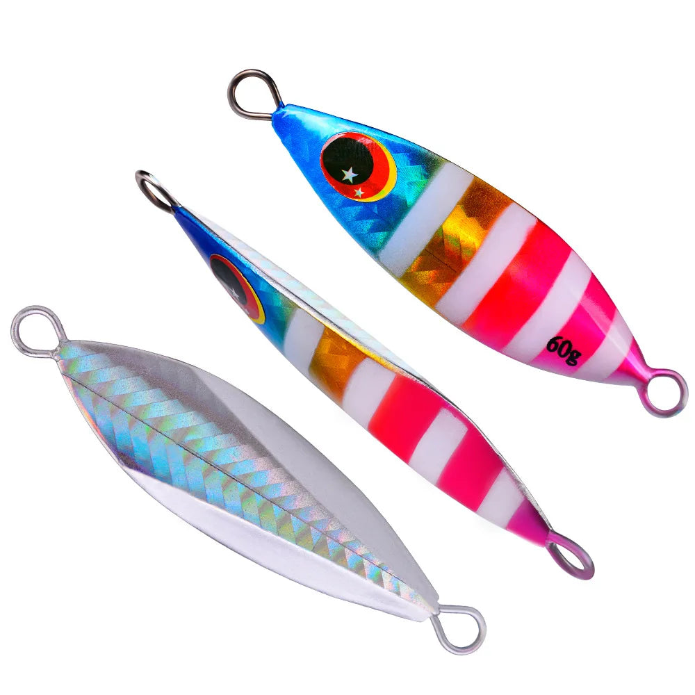 Big Jig Fishing Lure Weights 10g-60g Fishing Jigs Saltwater Lures Metal Bass Jig Isca Artificial Fake Fish Glitter Holographic