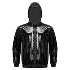 Men Waterproof Hooded Jacket Long Sleeve Front Zip-up Drawstring Hood Outerwear Windbreaker Raincoat for Hiking Fishing Biking