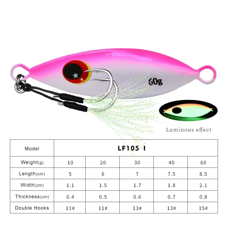 Big Jig Fishing Lure Weights 10g-60g Fishing Jigs Saltwater Lures Metal Bass Jig Isca Artificial Fake Fish Glitter Holographic