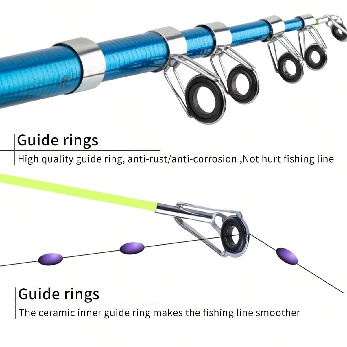 Fishing Rod Reel Combo Full Kit Telescopic Fishing Rods Spinning Reels Set with Hooks Soft Lures Barrel Swivels