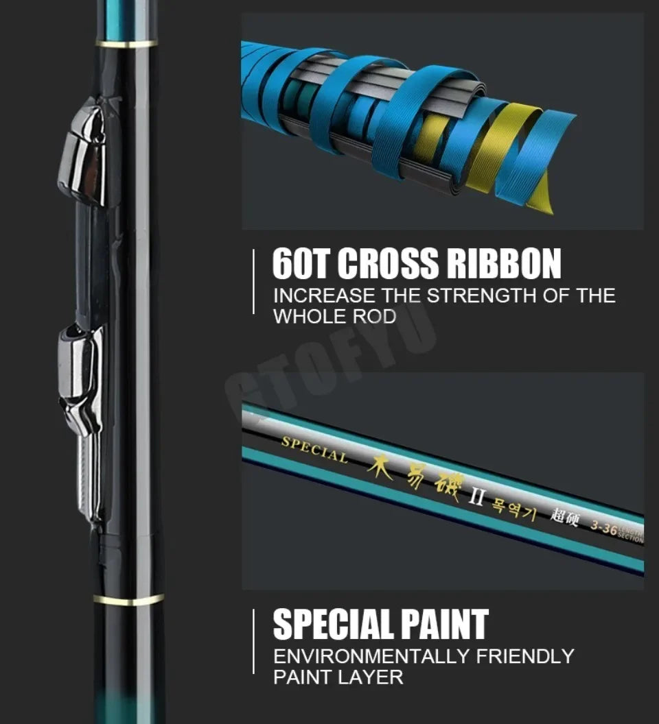 2.7m-7.2m Fishing Rods High 60T Carbon Ultralight Telescopic Surfcasting Spinning Rock Fishing Rod  Coast Sea Fishing Freshwater
