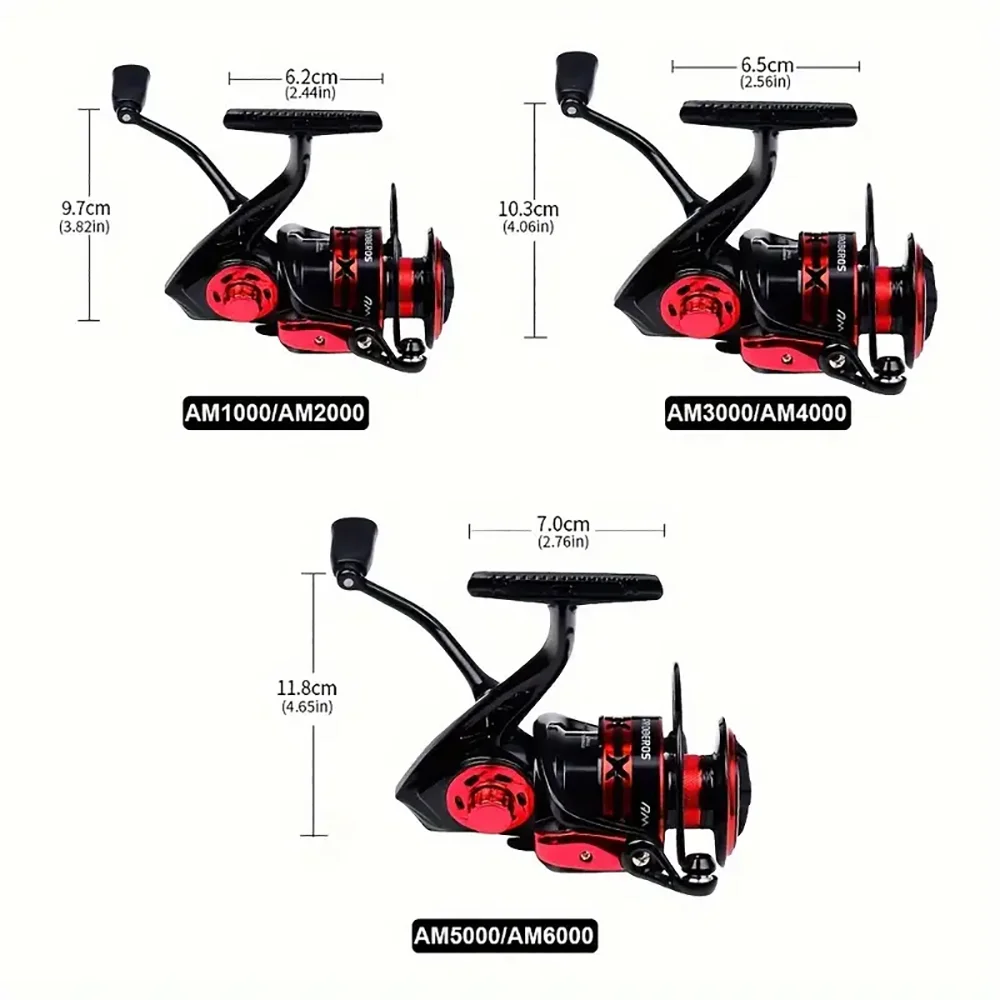 PROBEROS Fishing Reel 5.2:1 1000-6000 Max Drag 9KG Spinning Reels Metal Spool Reel drag fishing reel,Fishing Accessories