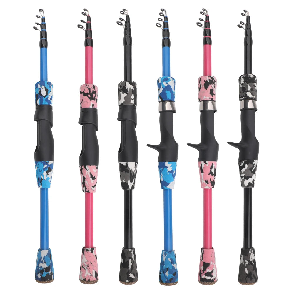 ROLLFISH 1pcs Portable Travel Telescopic Fishing Rod 1.2m/1.5m Light Weight Spinning Casting Carbon Fiber Lure Fishing Rod