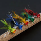 2Pcs Fly Fishing Popper Lures Bass Popper Flies Dry Fly Fishing Flies Topwater Panfish Bluegill Popper Bait Bug with Hooks