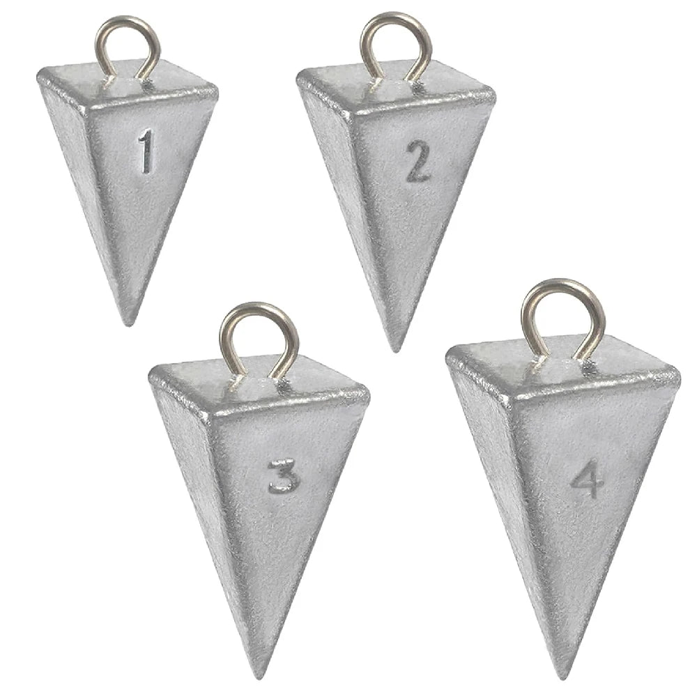 4pcs Fishing Weights Sinkers Pyramid Sinker Catfish Fishing Weights for Surf Fishing Rig Saltwater Fishing Gear Tackle 1/2/3/4OZ