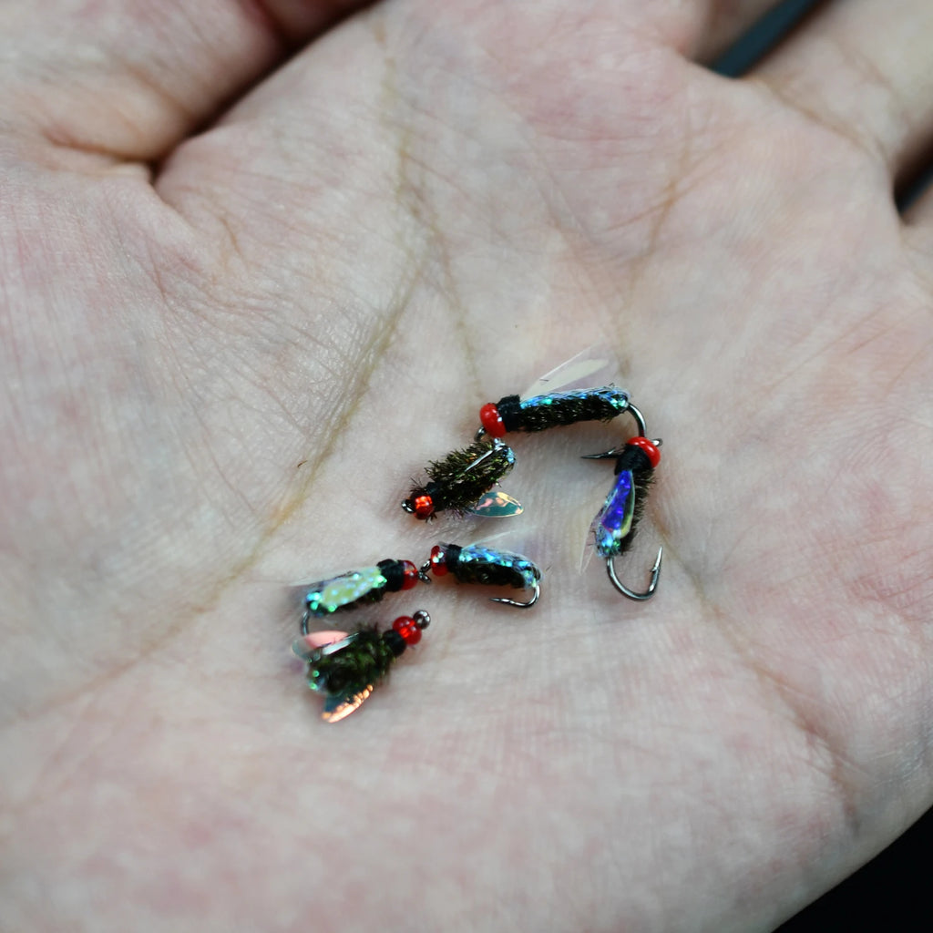 Topranc Fly Fishing Dry Flies Bionic Insect Fly Bait Suitable for Bass Trout Carp Reflective Woven Material With Double Winged