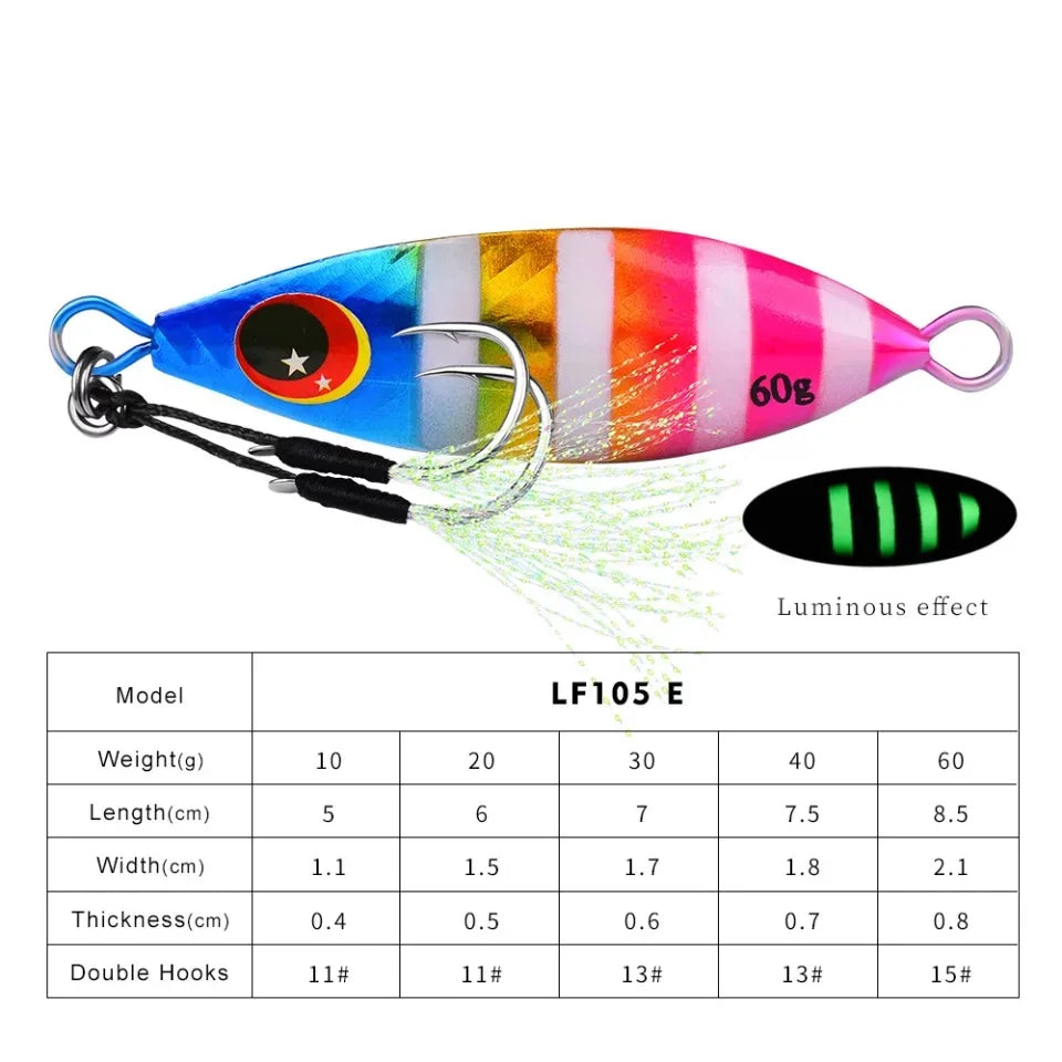 Big Jig Fishing Lure Weights 10g-60g Fishing Jigs Saltwater Lures Metal Bass Jig Isca Artificial Fake Fish Glitter Holographic
