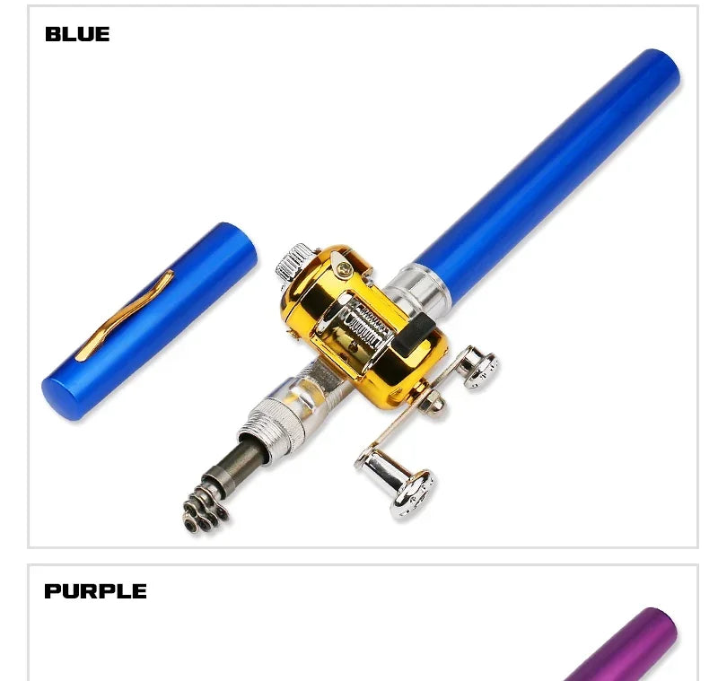 [Fish Rod+Reel+Line+Accessories] Portable Pocket Telescopic Fishing Rod Reel Full Kit Pen Shape Pole 96cm For Fishing Beginner
