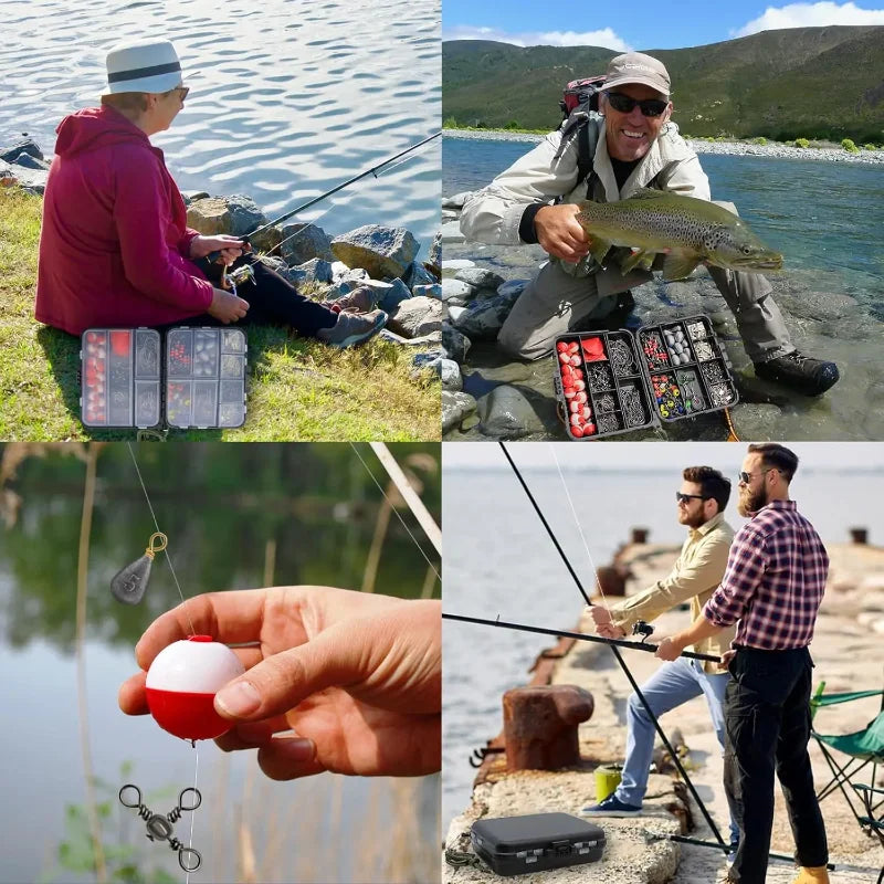 264Pcs Fishing Tackle Accessories Set,Including Hooks Sinker Weight Swivels Snaps Variety Fishing Supplies - For Outdoor Fishing