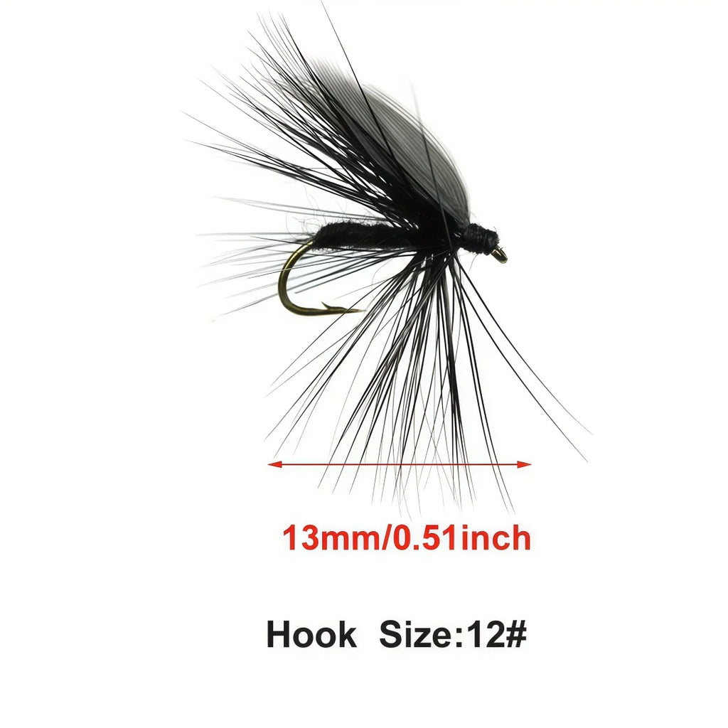 12Pcs Dry Flies for Trout, 4 Sizes Mosquito Imitation Fishing Flies, Premium Fly Fishing Lures for Freshwater Bass Salmon