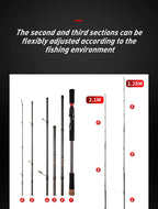 Fishing Rod 6 Section Casting Spinning Portable Travel Fishing Rod 30T Carbon Fiber For Big Game Rod Ultralight Weight