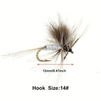 12Pcs Dry Flies for Trout, 4 Sizes Mosquito Imitation Fishing Flies, Premium Fly Fishing Lures for Freshwater Bass Salmon