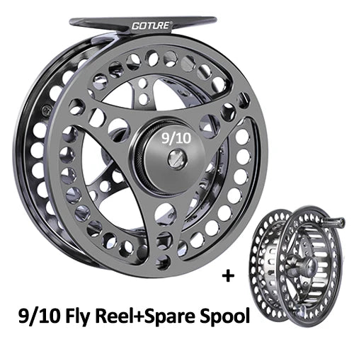 Goture Fly Fishing Reel 3/4 5/6 7/8 9/10 2+1BB Max Drag 8kg Lightweight CNC-machined Large Arbor Left/Right Fly Reel+Spare Spool
