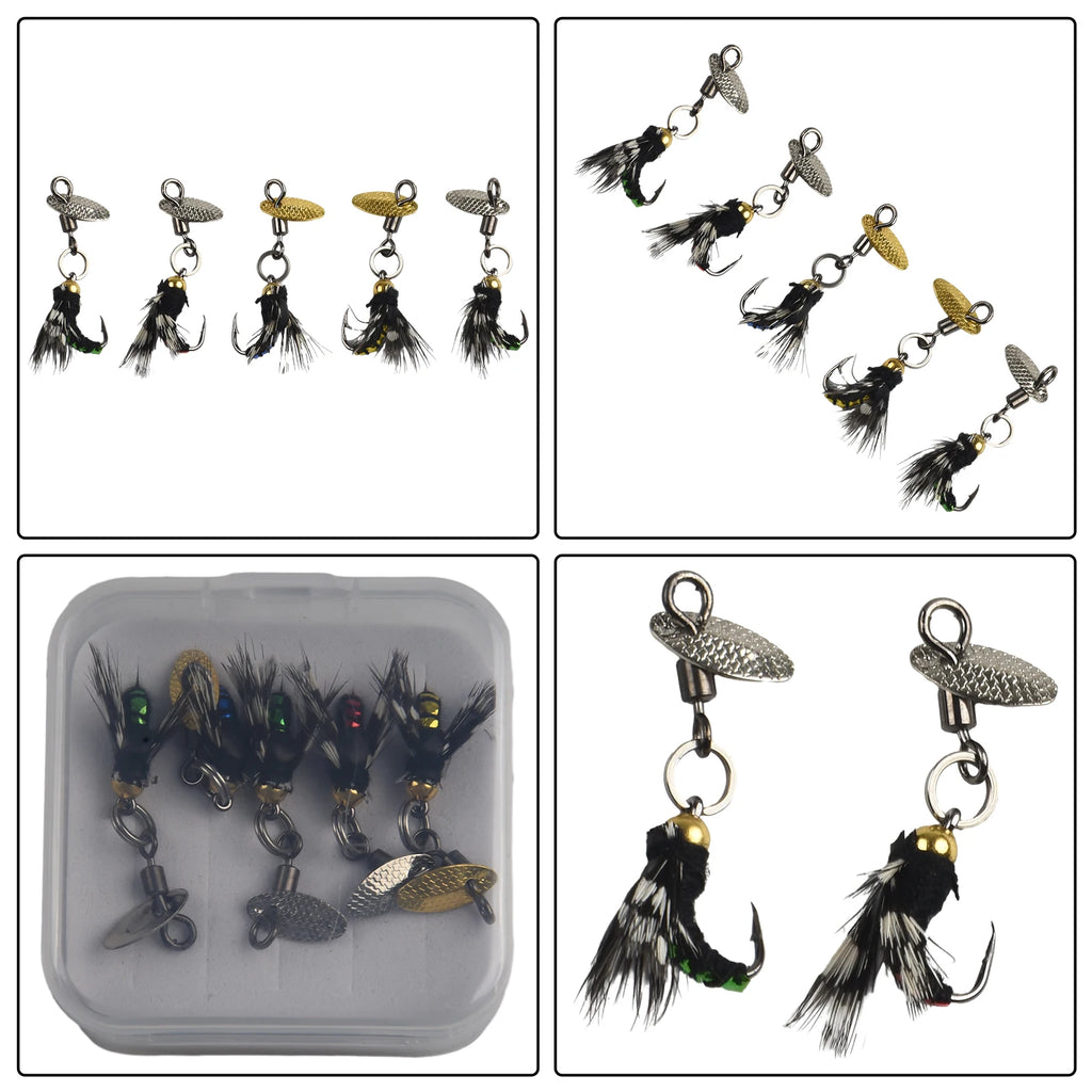 5pcs Fly Hooks Flies Insect Lures Bait Fly Fishing Decoy Bait Sequins Fishhook Trout Nymph Fly Fishing Lure Natural Insect Bait