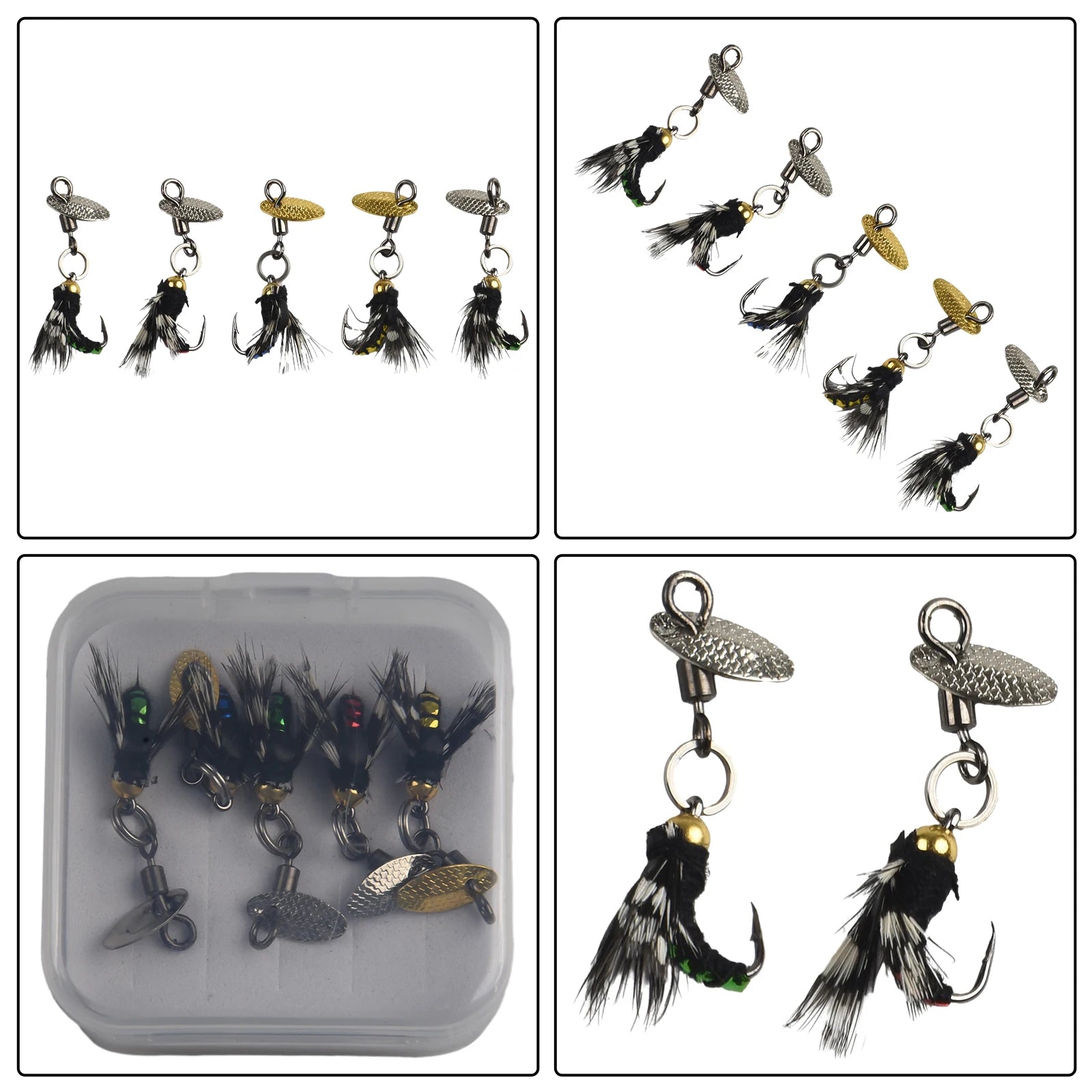 5pcs Fly Hooks Flies Insect Lures Bait Fly Fishing Decoy Bait Sequins Fishhook Trout Nymph Fly Fishing Lure Natural Insect Bait