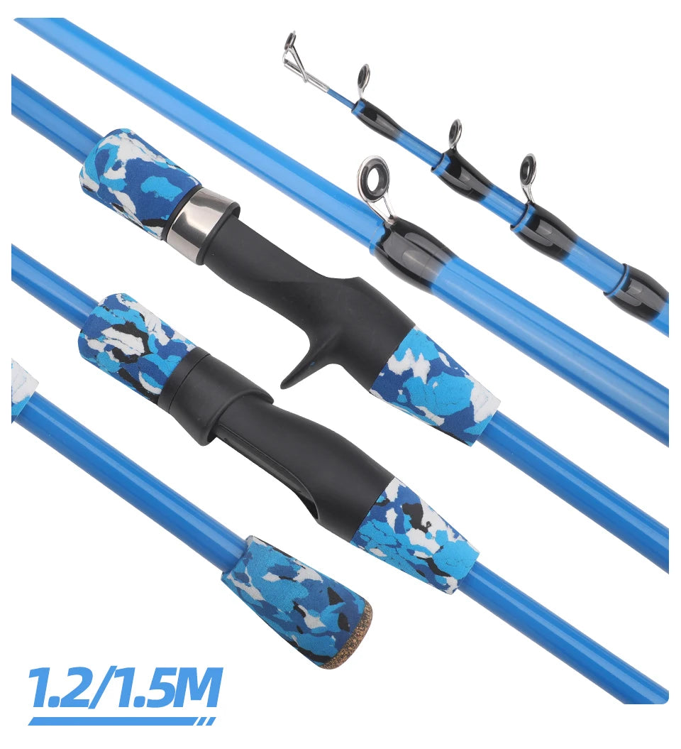 ROLLFISH 1pcs Portable Travel Telescopic Fishing Rod 1.2m/1.5m Light Weight Spinning Casting Carbon Fiber Lure Fishing Rod