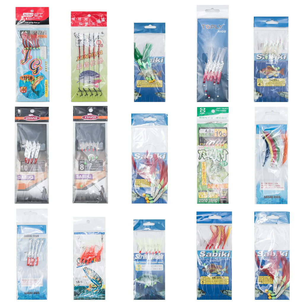 Mackerel Feather Rigs for Sea Fishing Mackerel Bait Hooks Lures Sea Fishing Rig Feather Hook Boat Shore Beach Striped Bass Pesca