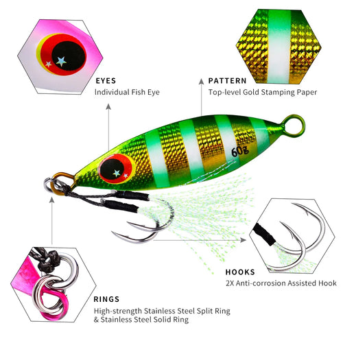 Big Jig Fishing Lure Weights 10g-60g Fishing Jigs Saltwater Lures Metal Bass Jig Isca Artificial Fake Fish Glitter Holographic