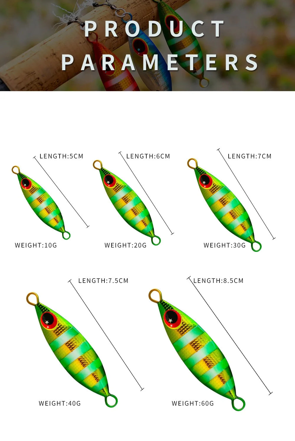 Big Jig Fishing Lure Weights 10g-60g Fishing Jigs Saltwater Lures Metal Bass Jig Isca Artificial Fake Fish Glitter Holographic