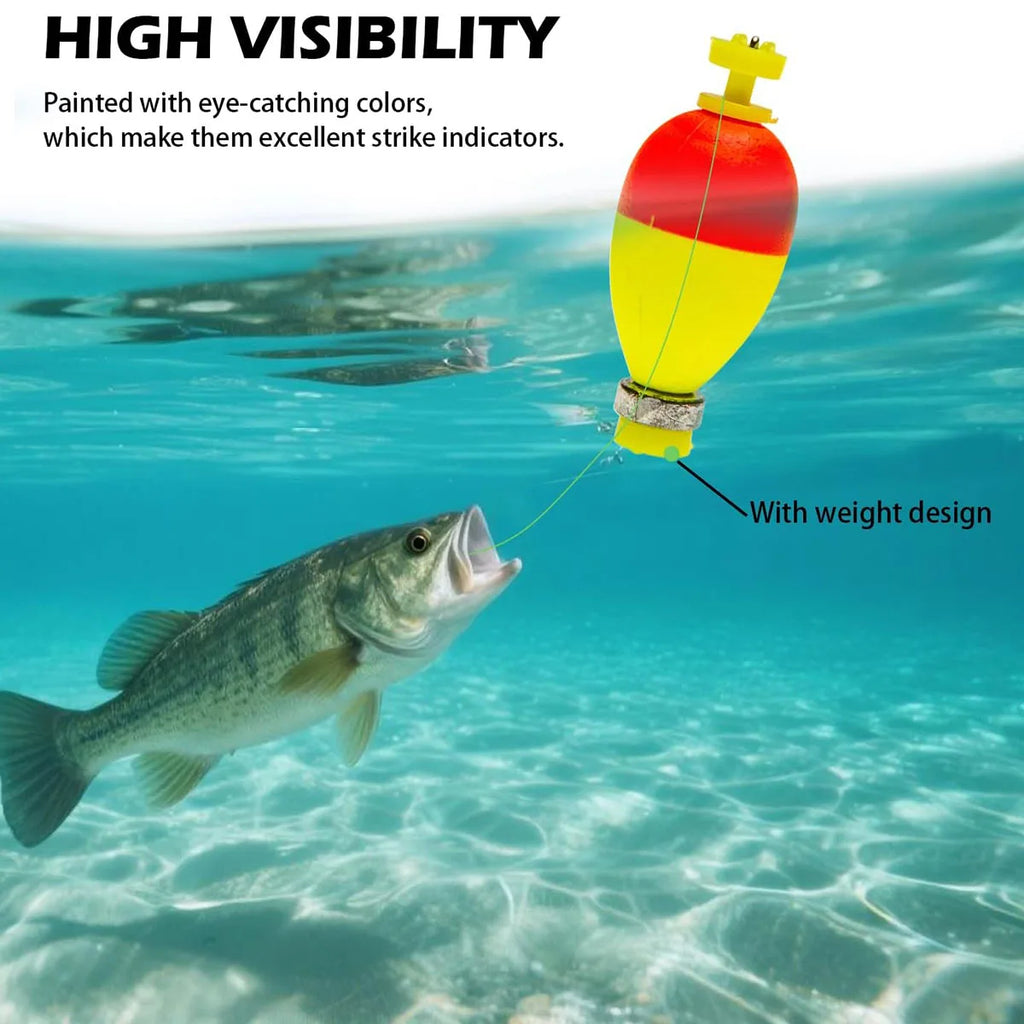 Fishing Bobbers Floats for Fishing Foam Snap-on Fishing Floats Ball Oval Fishing Corks Bluegill Crappie Panfish Bass Trout