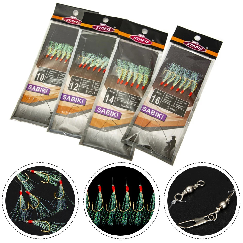 6pcs Daylight Rigs Mackeral Sea Fishing Rigs Lure Snapper Rigs Flasher Rig Stainless Steel With Fishing Line Fishing Tackle