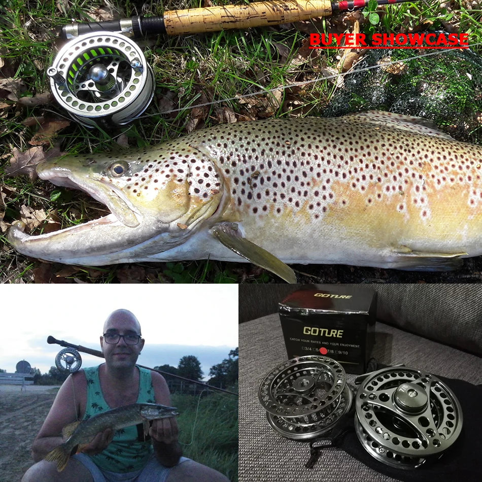 Goture Fly Fishing Reel 3/4 5/6 7/8 9/10 2+1BB Max Drag 8kg Lightweight CNC-machined Large Arbor Left/Right Fly Reel+Spare Spool