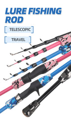 ROLLFISH 1pcs Portable Travel Telescopic Fishing Rod 1.2m/1.5m Light Weight Spinning Casting Carbon Fiber Lure Fishing Rod