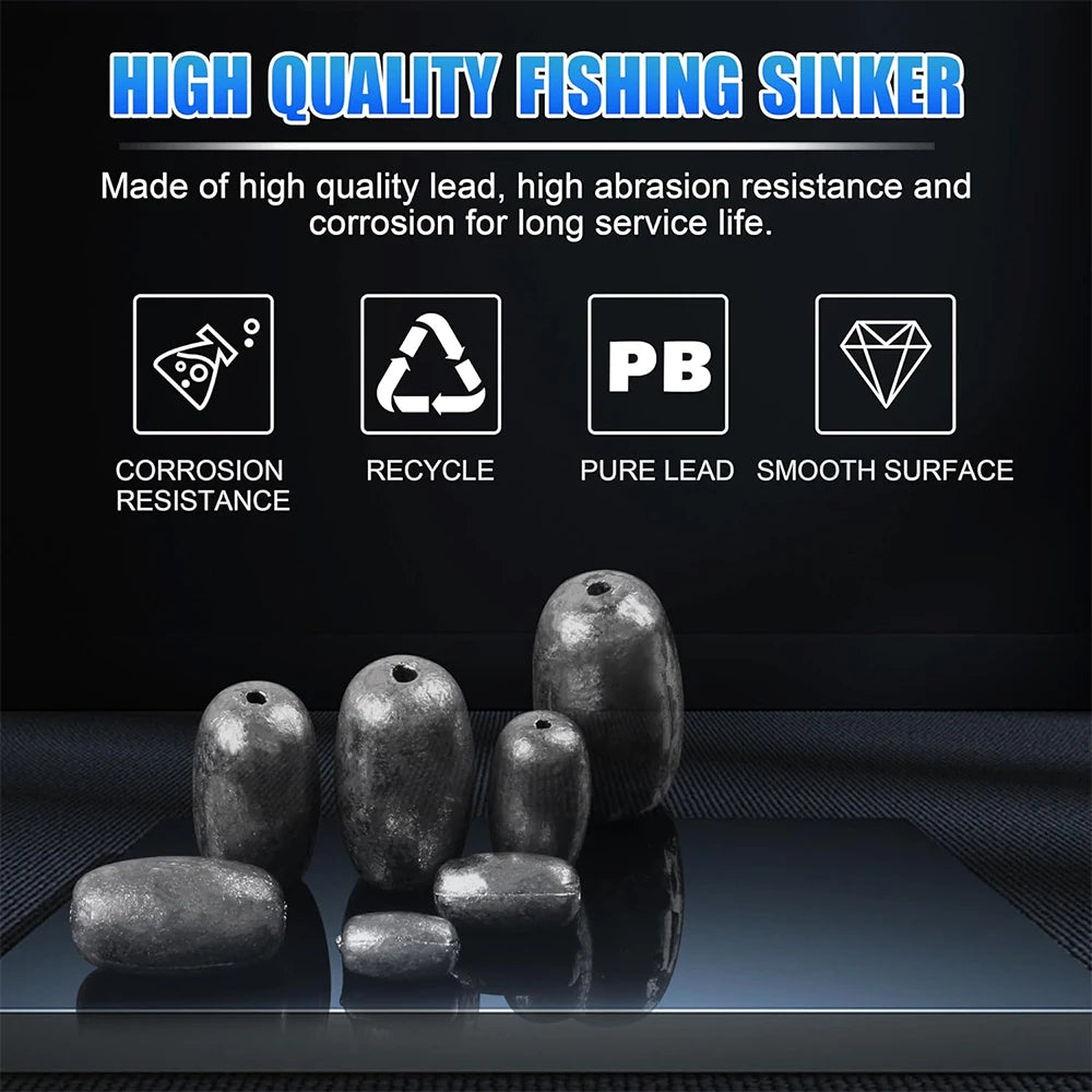 Egg Sinkers Fishing Weights Bass Casting Fishing Sinker Weights Oval Shape Fishing Weights Saltwater Freshwater Slip Sinkers