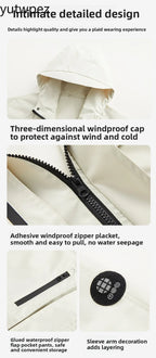 Waterproof Jacket Men Outdoor Hiking Camping Windbreaker Hooded Softshell Zip Up Coats Lightweight Unisex Spring Autumn Coats