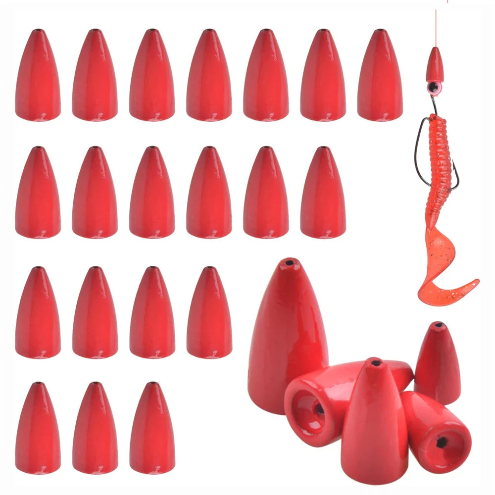 60/30/20/15/10Pcs Fishing Weights Sinkers Bullet Worm Weights Slip Sinkers Sliding Fishing Weights Texas Rigs Tackle Accessories