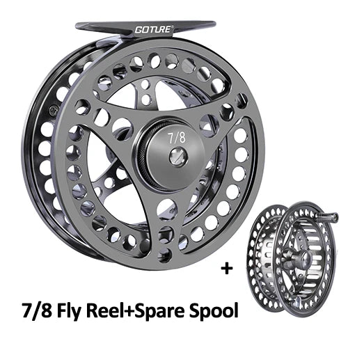 Goture Fly Fishing Reel 3/4 5/6 7/8 9/10 2+1BB Max Drag 8kg Lightweight CNC-machined Large Arbor Left/Right Fly Reel+Spare Spool