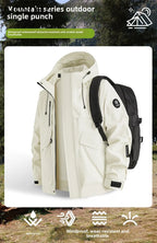 Waterproof Jacket Men Outdoor Hiking Camping Windbreaker Hooded Softshell Zip Up Coats Lightweight Unisex Spring Autumn Coats