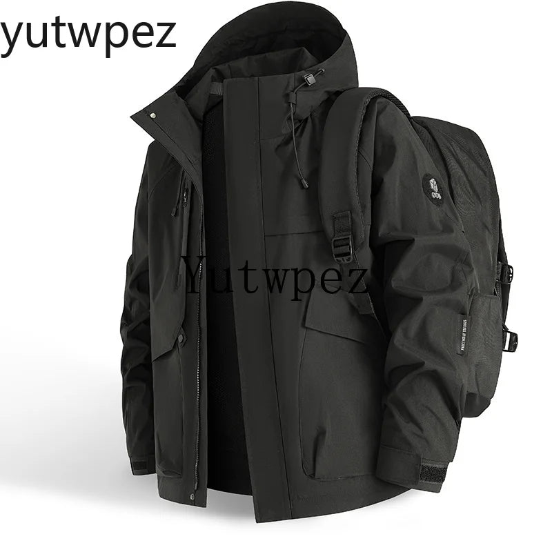 Waterproof Jacket Men Outdoor Hiking Camping Windbreaker Hooded Softshell Zip Up Coats Lightweight Unisex Spring Autumn Coats