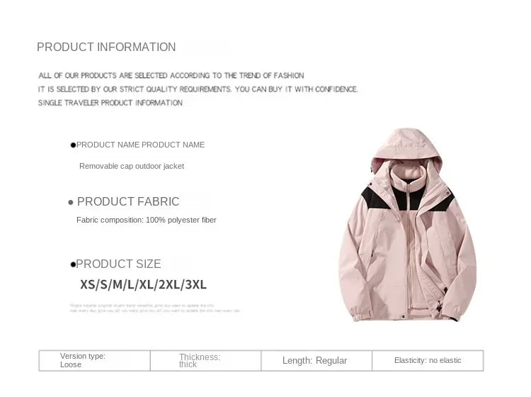Outdoor Windproof Waterproof Warm Breathable Wear-resistant Jacket For Autumn Winter Outdoor Sports Hiking Couple's Jacket