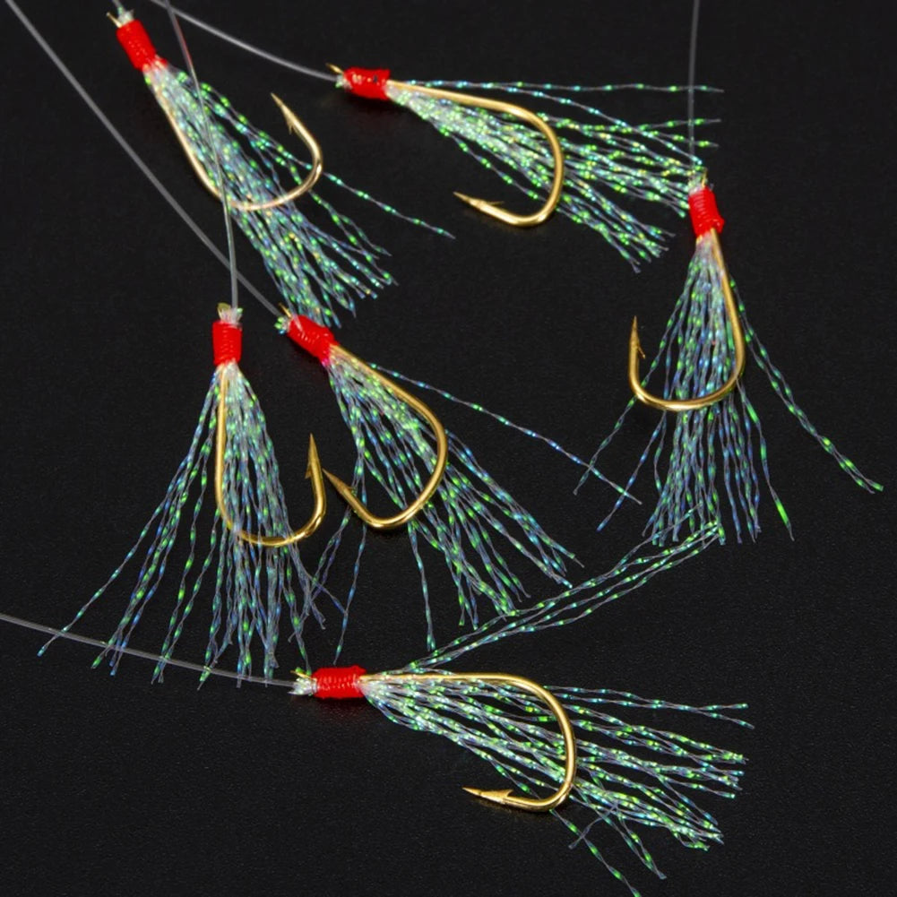 6pcs Daylight Rigs Mackeral Sea Fishing Rigs Lure Snapper Rigs Flasher Rig Stainless Steel With Fishing Line Fishing Tackle