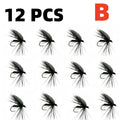 12Pcs Dry Flies for Trout, 4 Sizes Mosquito Imitation Fishing Flies, Premium Fly Fishing Lures for Freshwater Bass Salmon