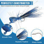 2Pcs Fly Fishing Popper Lures Bass Popper Flies Dry Fly Fishing Flies Topwater Panfish Bluegill Popper Bait Bug with Hooks