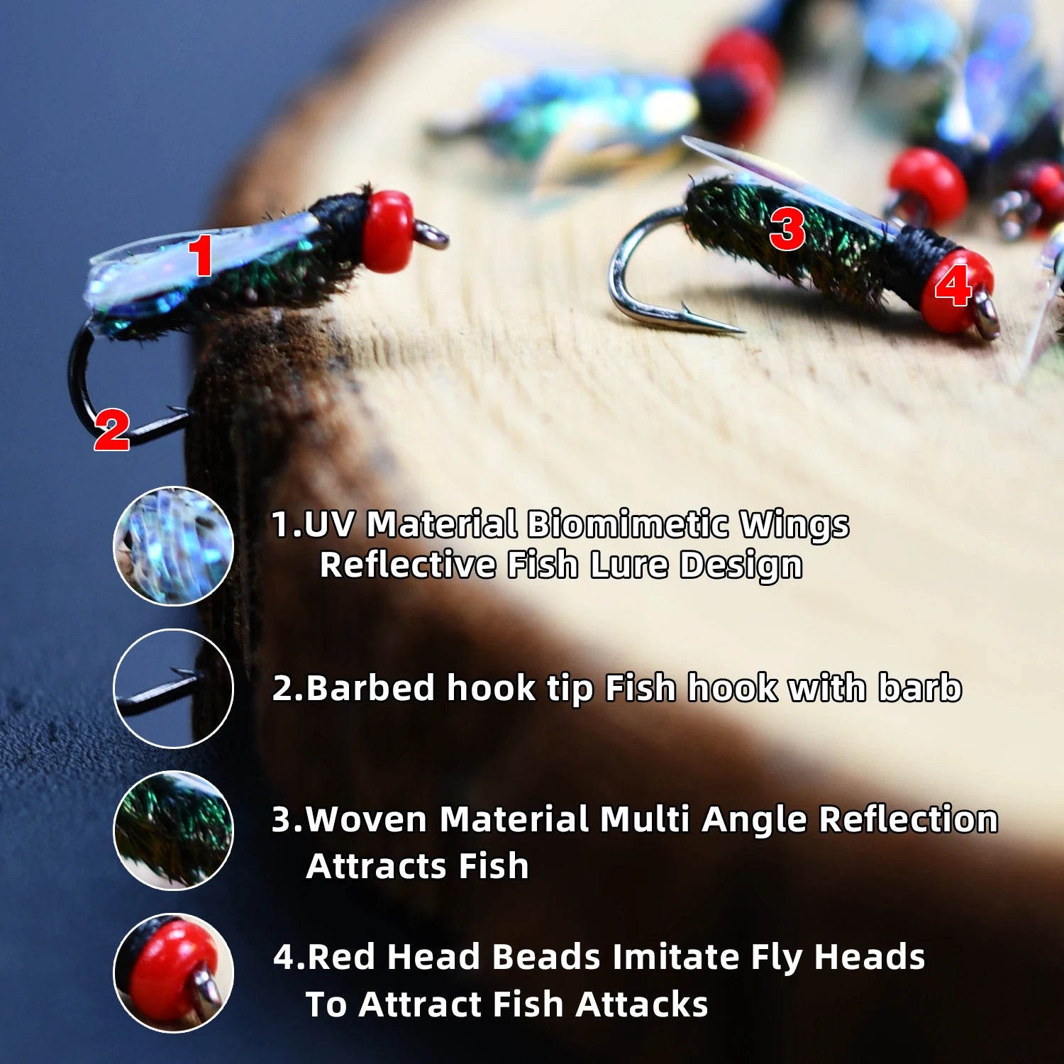 Topranc Fly Fishing Dry Flies Bionic Insect Fly Bait Suitable for Bass Trout Carp Reflective Woven Material With Double Winged