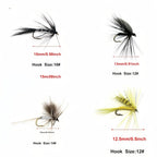 12Pcs Dry Flies for Trout, 4 Sizes Mosquito Imitation Fishing Flies, Premium Fly Fishing Lures for Freshwater Bass Salmon
